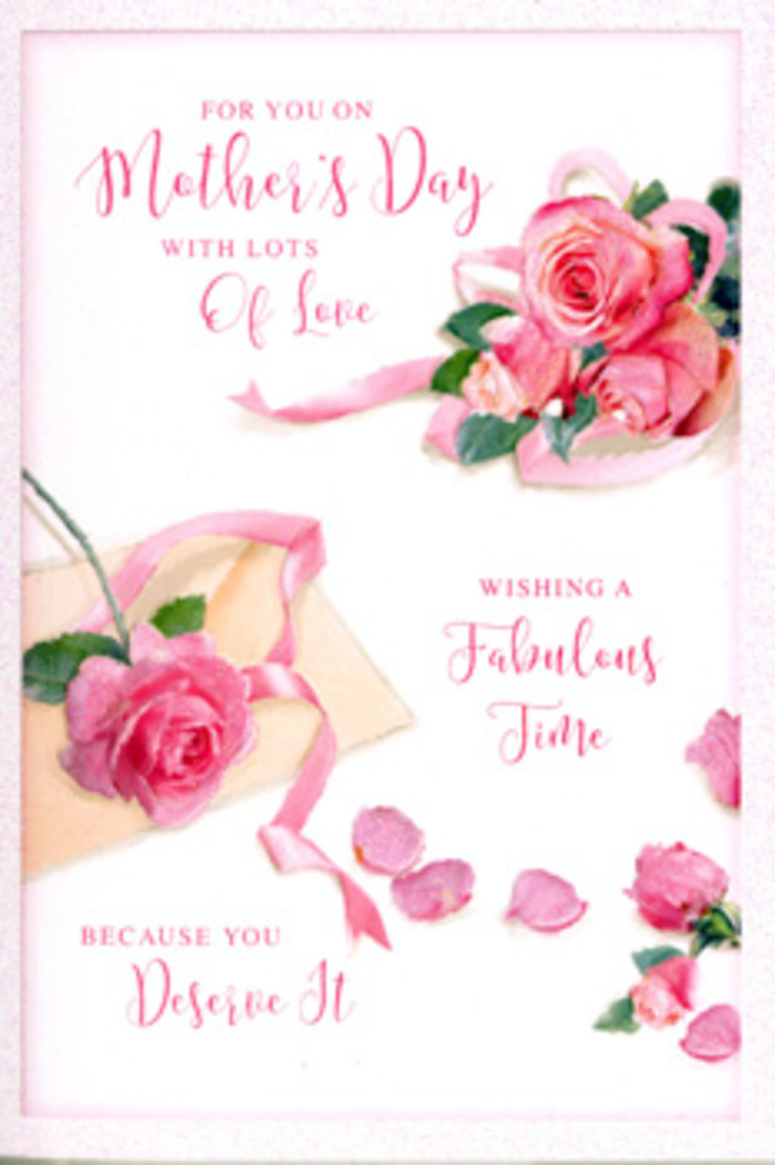 This Mother's Day card is arranged with the thoughtful precision a florist would bring to a hand-tied bouquet in Stevenage, turning the printed design into something that feels almost touchable. Against a pale, uncluttered background, clusters of pink roses are placed with gentle balance. Some blossoms are large and fully open, revealing their many layered petals in shades of soft blush deepening into warm rose-pink, while others seem to be caught mid-opening, their outer petals still loosely cupped around the centre. The artist's shading creates a realistic sense of dimension and softness, as if the petals might yield under a fingertip like real ones freshly cut for an arrangement near Great Ashby.
Around these main flowers, smaller petals have drifted down and settled on the card, forming an airy border that softens the composition. Their random-yet-considered positioning suggests the natural scatter left after trimming and perfecting a bouquet on a florist's work table. A delicate ribbon weaves around the largest grouping of roses, its pastel tone and gentle curves echoing the softness of the blooms. The ribbon's loops resemble the final flourish added before a bouquet is wrapped for same-day delivery to homes across Stevenage. Flowing, hand-drawn calligraphy carries a loving Mother's Day greeting, the letters elongated and slightly whimsical, as if written slowly and with care. The entire scene is bathed in a muted, even light, with no sharp contrasts-just a calm, embracing brightness that enhances the romantic pink palette. Together, the roses, fallen petals, ribbon, and message create a card that feels as intimate and heartfelt as sitting down with Mum for a quiet chat over tea, surrounded by the gentle comfort of fresh flowers.